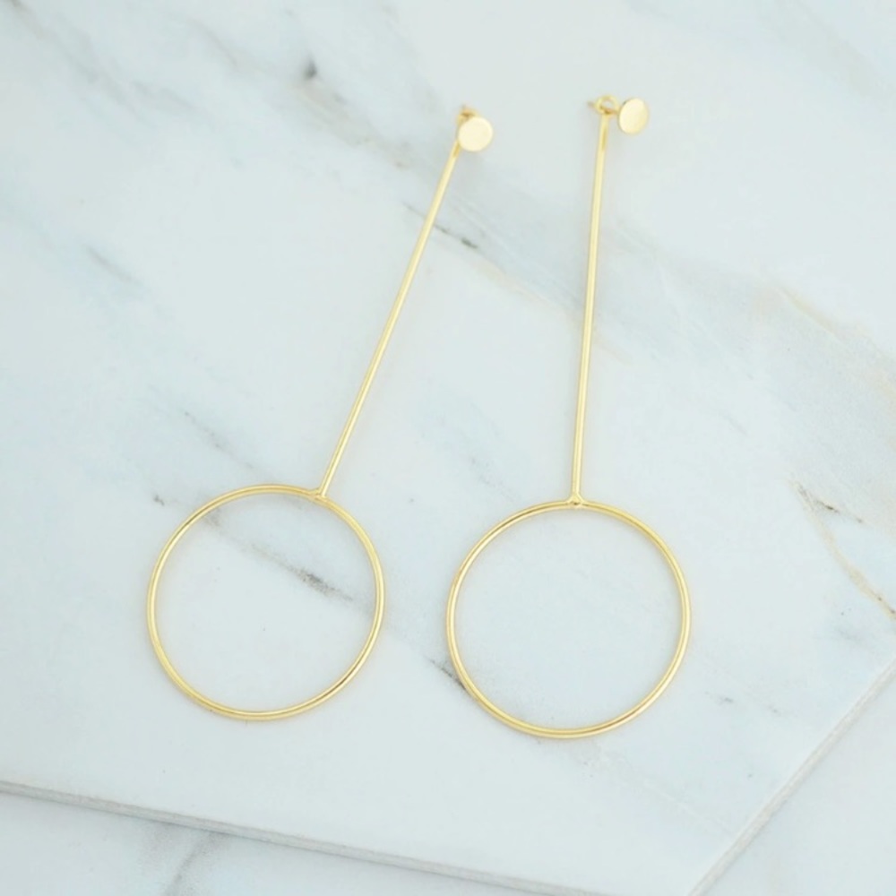 NEW Drop Hoop Earrings - Picture 3 of 5